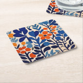 retro 70's bloemen kartonnen onderzetters (Schuin)