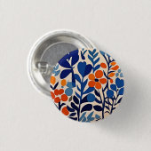 retro 70's bloemen ronde button 3,2 cm (Voorkant /achterkant)