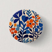 retro 70's bloemen ronde button 3,2 cm (Voorkant)