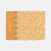 Retro 70s  Bloemen Sinaasappel Fleece Deken (Voorkant (Horizontaal))