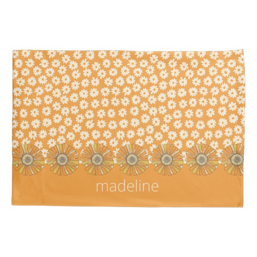 Retro 70s  Bloemen Sinaasappel Kussensloop (Achterkant)