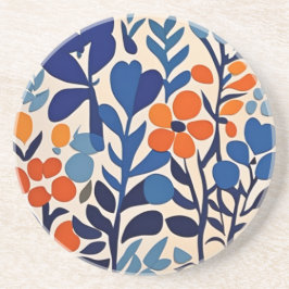 retro 70's bloemen zandsteen onderzetter