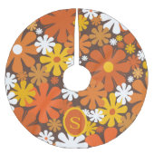 Retro 70s Bloemenpatroon Sinaasappel Bruin met Ini Kerstboom Rok (Voorkant)