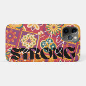 Retro 70s bloemige patchwork Blijf sterkOmarm vib Case-Mate iPhone Case (Achterkant (horizontaal))