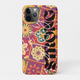 Retro 70s bloemige patchwork Blijf sterkOmarm vib Case-Mate iPhone Case