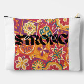 Retro 70s bloemige patchwork Blijf sterkOmarm vib Etui (Achterkant)