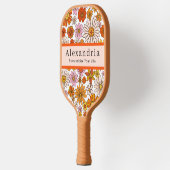 Retro 70s Bloemmotief Aangepaste Naam Pickleball Paddle (Links)