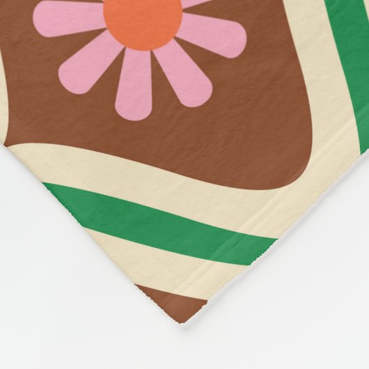 Retro 70s:  bloemmotief fleece deken (Hoek)