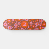 Retro 70s bloemmotief gepersonaliseerd persoonlijk skateboard (Horizontaal)