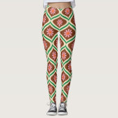 Retro 70s:  bloemmotief leggings (Voorkant)