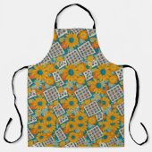 Retro 70s bloemmotief patchworkpatroon schort (Voorkant)