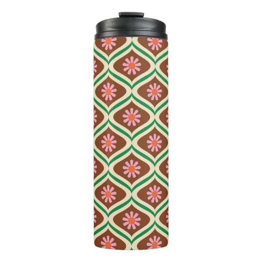 Retro 70s: bloemmotief thermosbeker (Voorkant)
