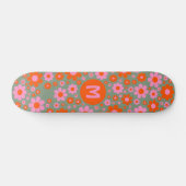 Retro 70s bloempatroon gepersonaliseerd  persoonlijk skateboard (Horizontaal)