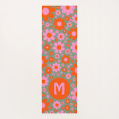 Retro 70s bloempatroon monogram yogamat (Achterkant)