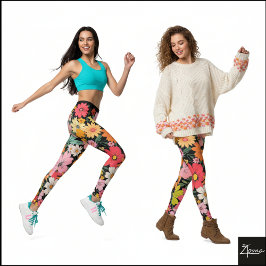 Retro 70s bloemrijke groovy madeliefjes achtergron leggings