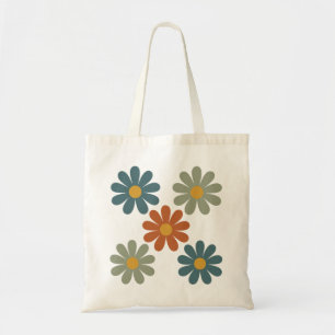 Retro 70s Bloemrijke Groovy Madeliefjes Patroon Tote Bag
