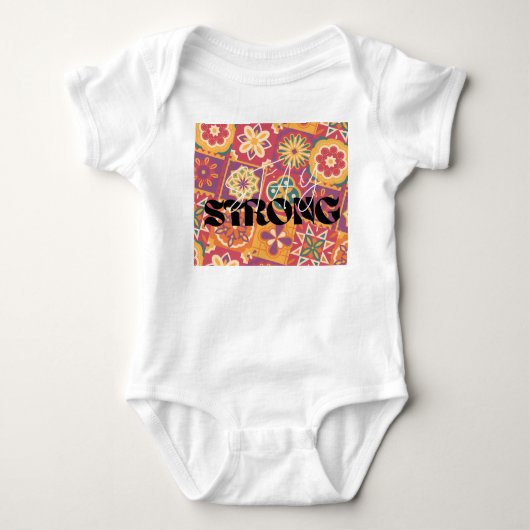 Retro 70s Bloemstuk Patchwork Blijf Sterk Esthetis Romper (Voorkant)