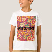 Retro 70s Bloemstuk Patchwork Blijf Sterk T-shirt (Voorkant)