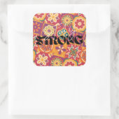 Retro 70s Bloemstuk Patchwork Blijf Sterk Vierkante Sticker (Tas)
