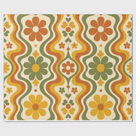 Retro 70s bloemverpakkings papierpatroon cadeaupapier