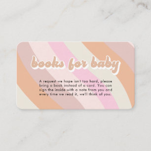 Retro 70s Boeken voor Baby shower Informatiekaartje