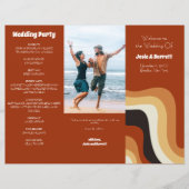 Retro 70s Bohemen Budget Tri-Fold Wedding Programm (Voorkant)