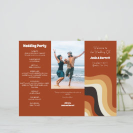 Retro 70s Bohemen Budget Tri-Fold Wedding Programm