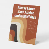 Retro 70s Bohemian Wedding Advice and Well Wishes Reclamebord Met Voetstuk (Voorkant)