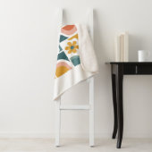 Retro 70s Boho Bloemmotief Groovy Bloem Grid Sherpa Deken (In situ)