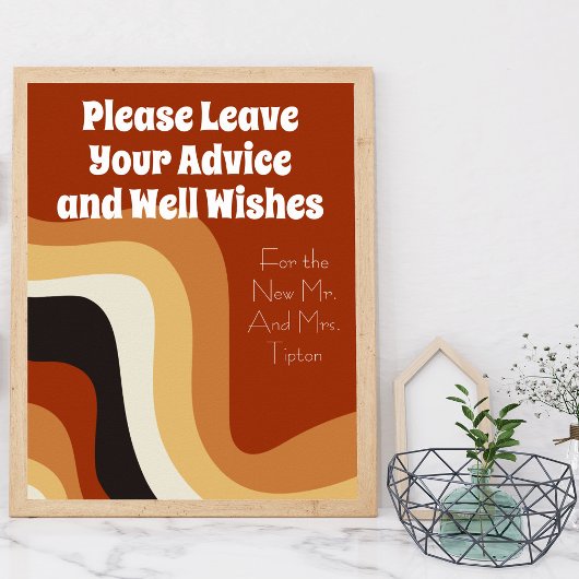 Retro 70s Boho Huwelijksadvies & Well Wishes Poster