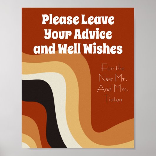 Retro 70s Boho Huwelijksadvies & Well Wishes Poster (Voorkant)