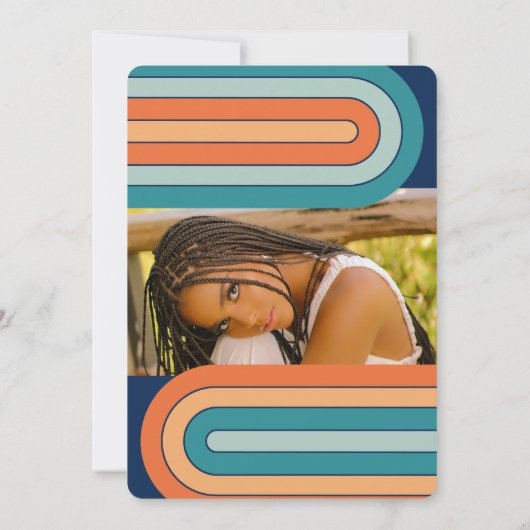 Retro 70's Bold Typography Rainbow Arch Afstuderen Kaart (Achterkant)