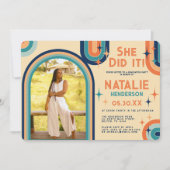 Retro 70's Bold Typography Rainbow Arch Afstuderen Kaart (Voorkant)