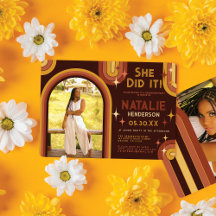 Retro 70's Bold Typography Rainbow Arch Afstuderen