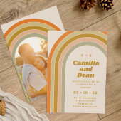 Retro 70s Boog Huwelijk Kaart