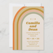 Retro 70s Boog Huwelijk Kaart (Voorkant)