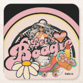 Retro 70s Boogie Disco Dancing Bridal Bachelorette Kartonnen Onderzetters (Voorkant)