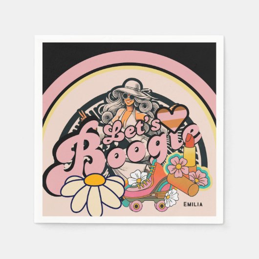 Retro 70s Boogie Disco Dansen Bruids Bruidsmeisjes Servet (Voorkant)