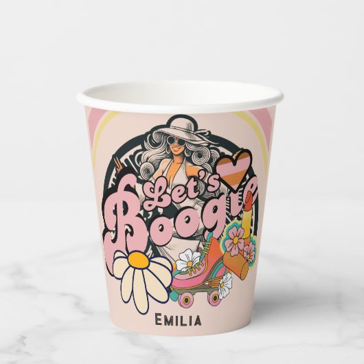 Retro 70s Boogie Disco Dansende Bruids Bruidsmeisj Papieren Bekers (Voorkant)