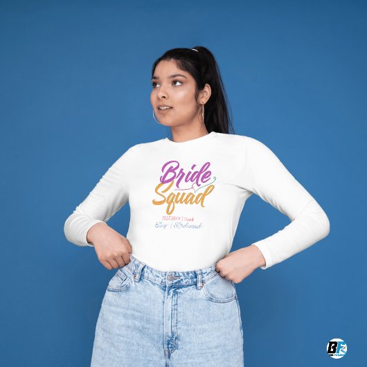 Retro 70s Bride Squad Bridesmaid Name Bachelorette T-shirt