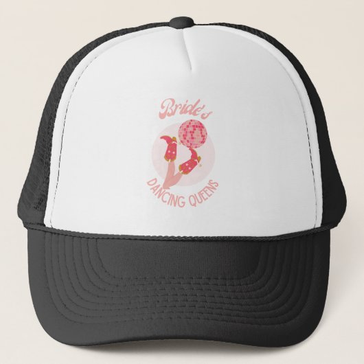 Retro 70s Bruid Dansende Koninginnen Avond Bruidsf Trucker Pet (Voorkant)