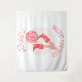 Retro 70s Bruid Dansende Koninginnen Avond Bruidsm Wandkleed