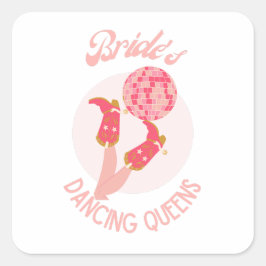 Retro 70s Bruid Dansende Koninginnen Meisjesuitje Vierkante Sticker