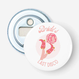 Retro 70s Bruid's Laatste Disco Bachelorette-feest Button Flesopener
