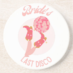 Retro 70s Bruid's Laatste Disco Bachelorette-feest Zandsteen Onderzetter