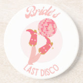 Retro 70's Bruid's Laatste Disco Meidenavondfeestj Zandsteen Onderzetter (Voorkant)