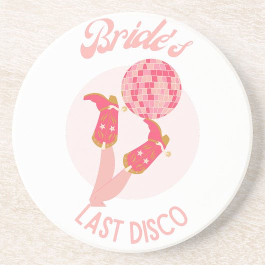 Retro 70's Bruid's Laatste Disco Meidenavondfeestj Zandsteen Onderzetter (Voorkant)