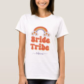 Retro 70s Bruidsstam Bruidsmeisje Naam Bachelorett T-shirt (Voorkant)