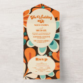 Retro 70s bruiloft all in one uitnodiging (Binnen)