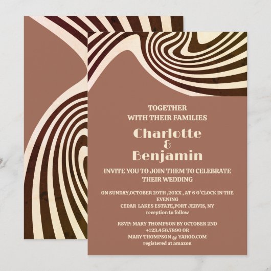 Retro 70s bruiloft kaart (Voorkant / Achterkant)